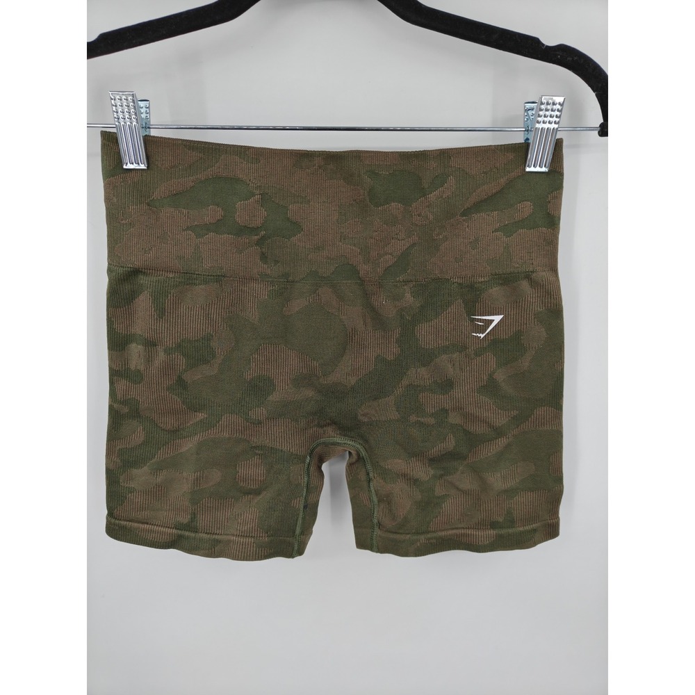 Gymshark Adapt Camo Seamless Shorts Green Camouflage High Waisted Womens Medium